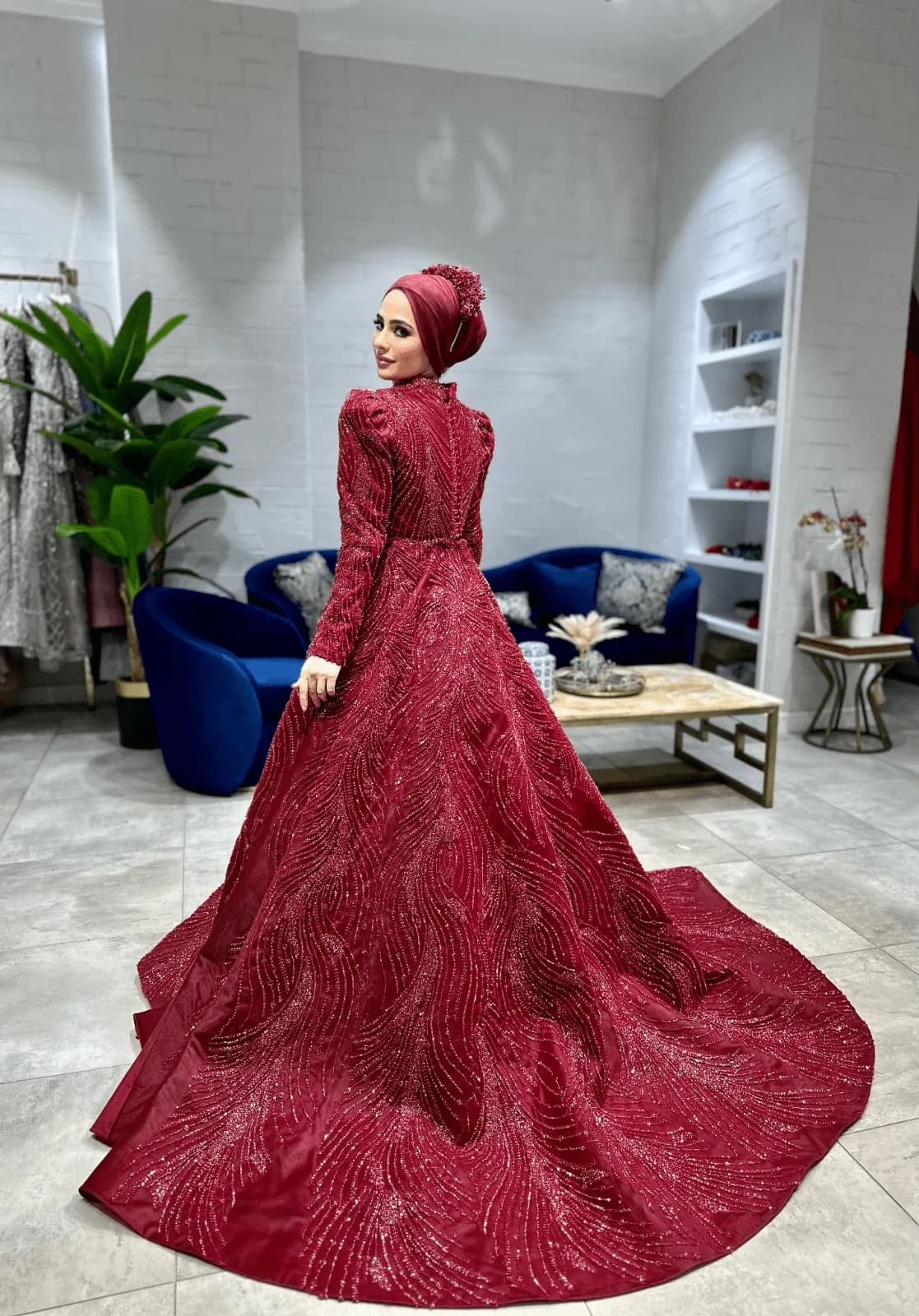 Burgundy Pleated Henna Dress — görsel 2