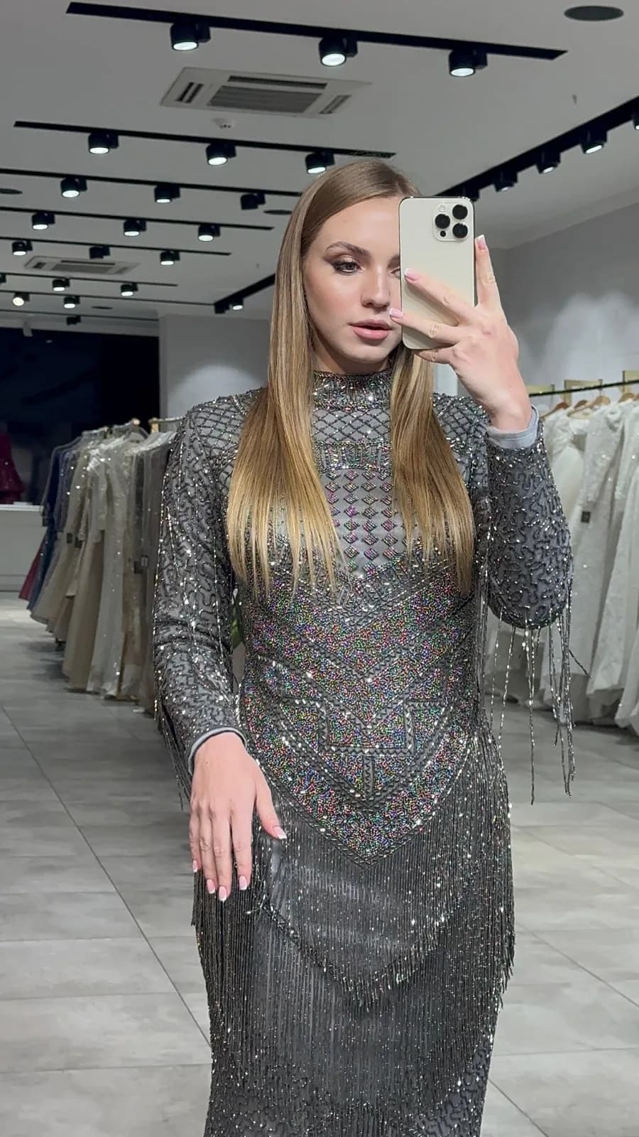 Grey Geo After-Party Dress — görsel 2