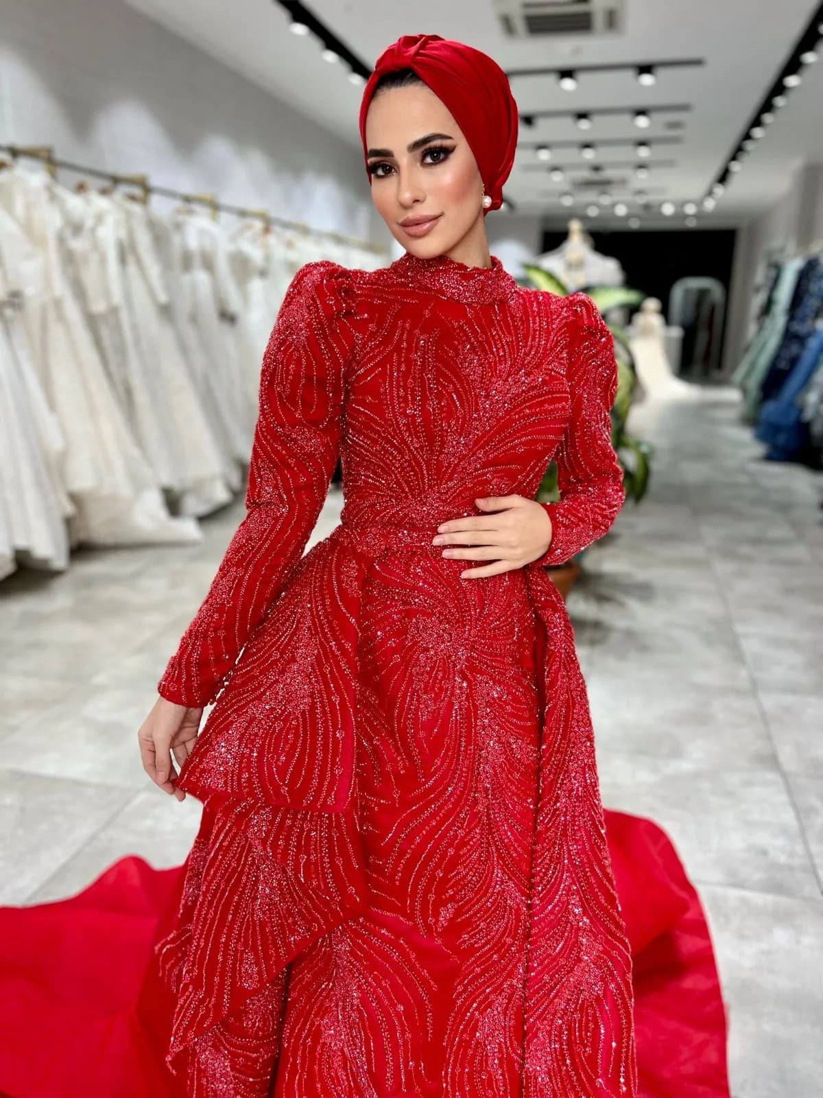 LENA Ruffled Henna Dress — görsel 2
