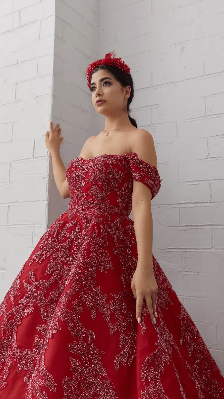 Pırlanta Off-Shoulder Henna Dress — görsel 2