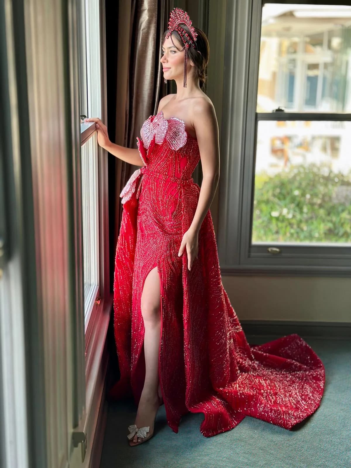 RED BLOSSOM Henna Dress — görsel 3